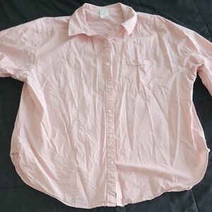 Offine By American Eagle- Women's Pink Striped Button Down Shirt